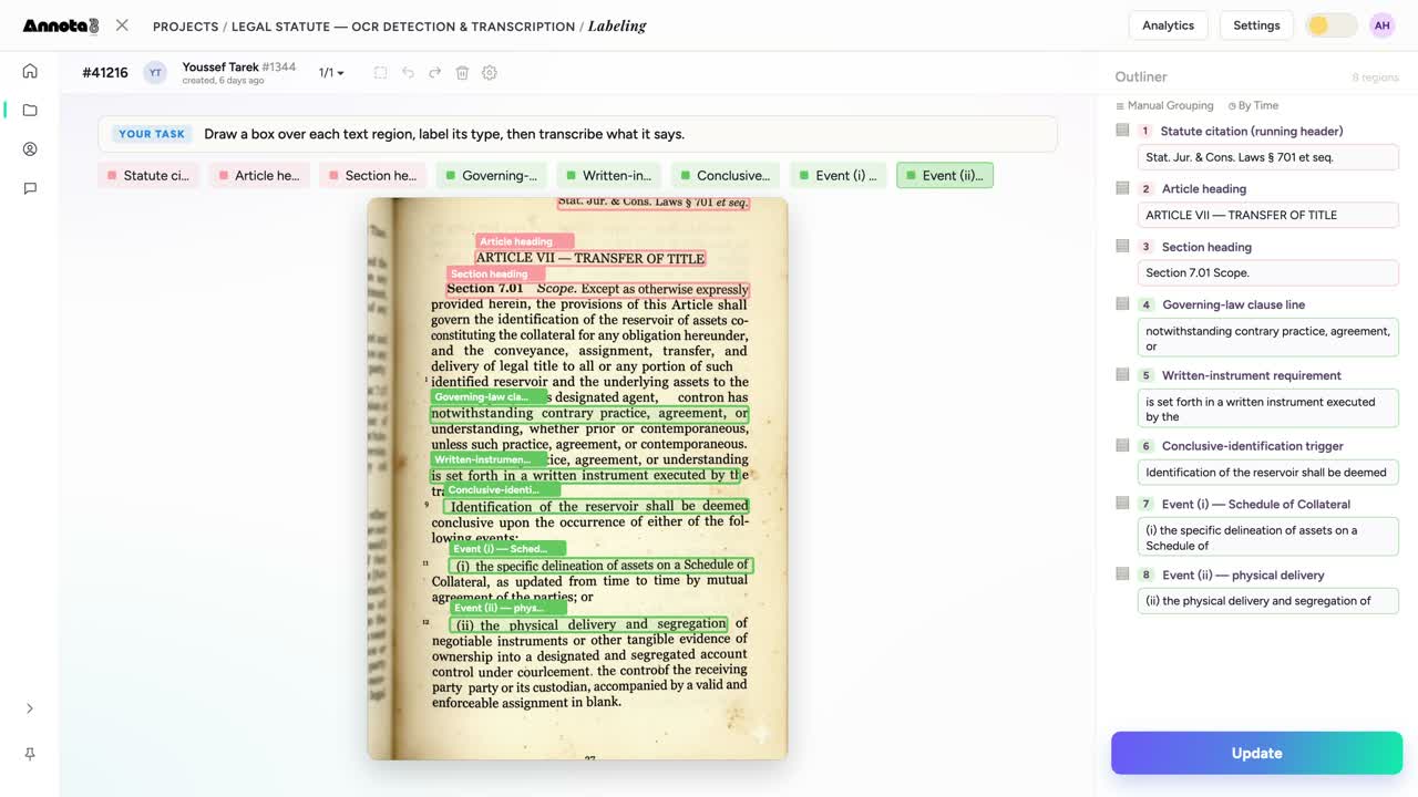 Legal & contract text &mdash; OCR annotation in the Annota8 Annotation Engine